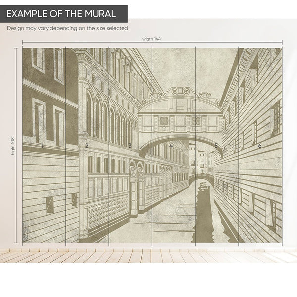 Beige Grey Vintage Streets Wall Mural CCM186 - CostaCover - Peel and stick Removable Wallpaper - Abstract - abstract arches - abstract floral