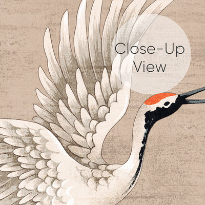 Flying Beige Japanese Cranes Wall Mural WM117