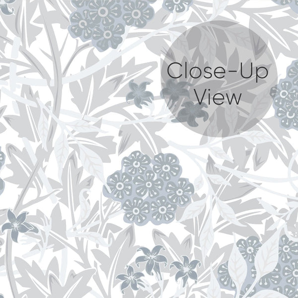Blue & Gray Jasmine by Morris Wallpaper W104 - CostaCover - Peel and stick Removable Wallpaper - abstract floral - abstract wallpaper - accent wallpaper