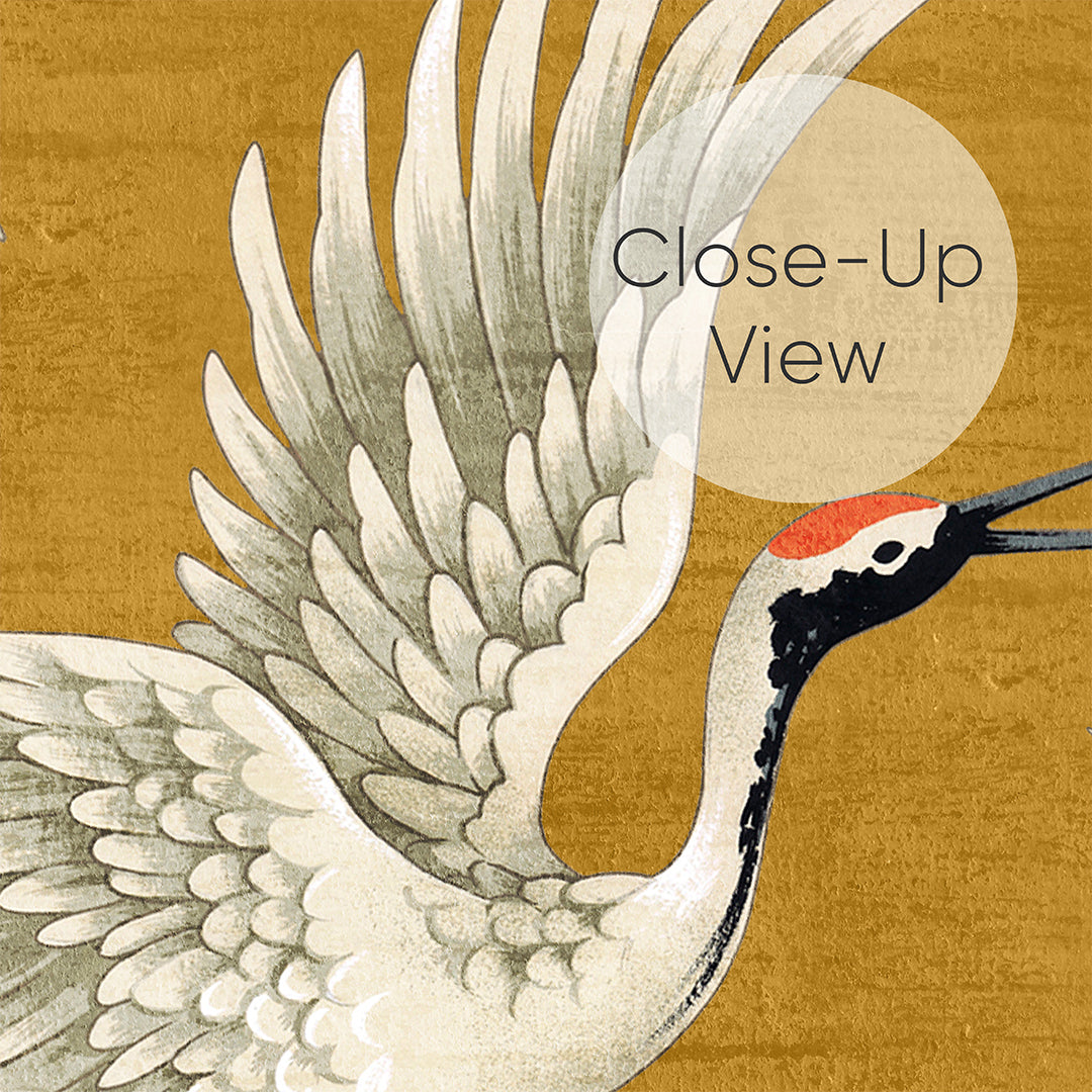 Flying Mustard Japanese Cranes Wall Mural WM113