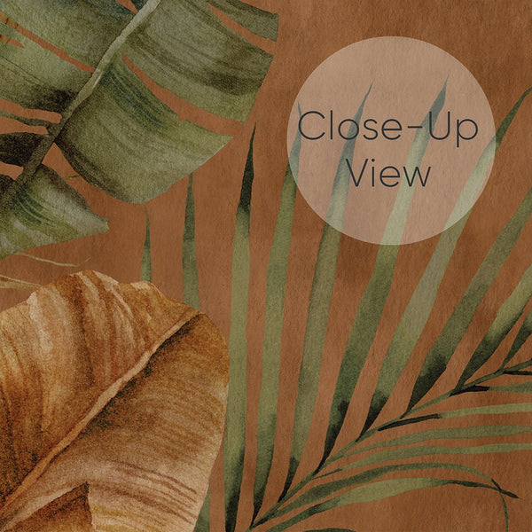 Terracotta Tropical Leaves Wallpaper A129 - CostaCover - Peel and stick Removable Wallpaper - accent wallpaper - adhesive wallpaper - bathroom wallpaper
