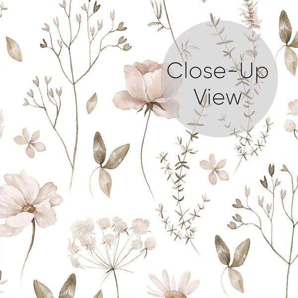 Neutral Floral Bedroom Wallpaper S065 - CostaCover-Peel and stick Removable Wallpaper-accent wallpaper-adhesive wallpaper-bathroom wallpaper