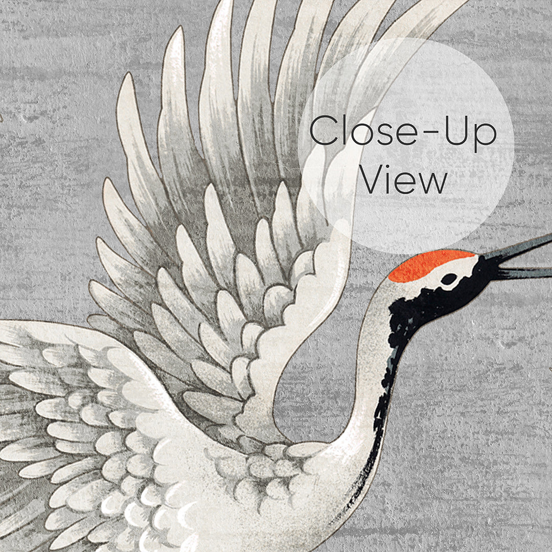 Flying Gray Japanese Cranes Wall Mural WM114