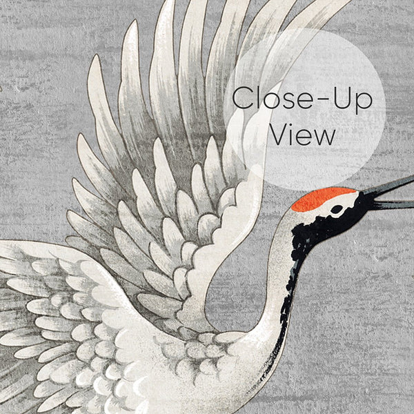 Flying Gray Japanese Cranes Wall Mural WM114 - CostaCover - Peel and stick Removable Wallpaper - accent wallpaper - adhesive wallpaper - bathroom wallpaper