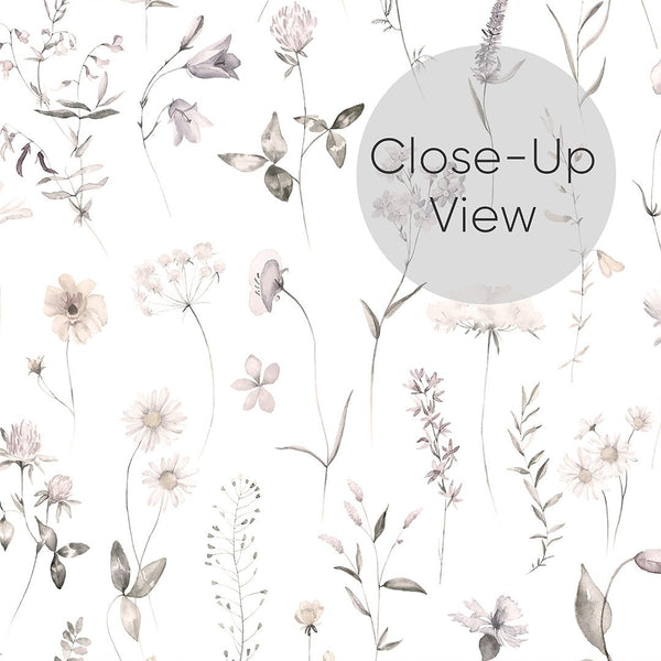 Tiny Neutral Wildflowers Wallpaper S064 - CostaCover - Peel and stick Removable Wallpaper - accent wallpaper - adhesive wallpaper - bathroom wallpaper