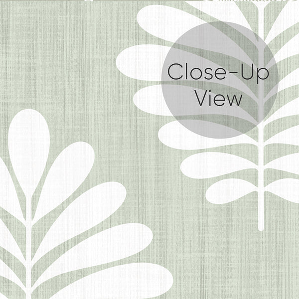 Sage Green Linen Leaf Wallpaper L038