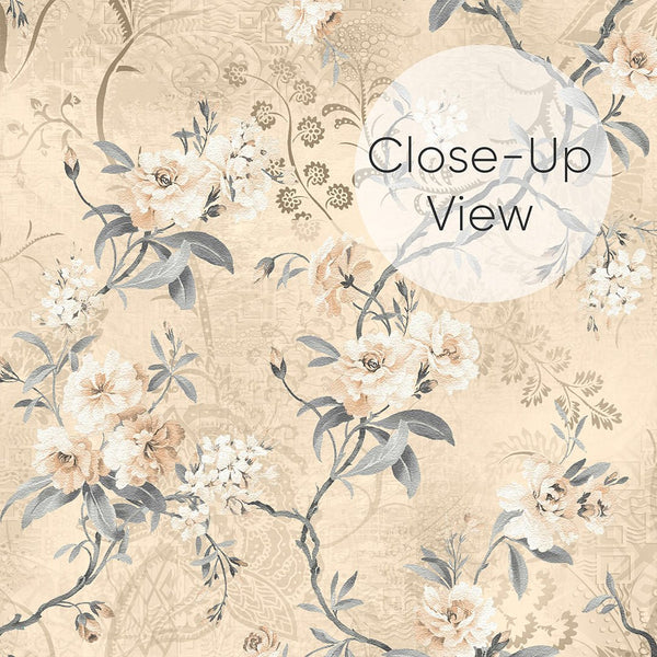 Beige Vintage Flowers Wallpaper S076 - CostaCover - Peel and stick Removable Wallpaper - abstract wallpaper - accent wallpaper - adhesive wallpaper