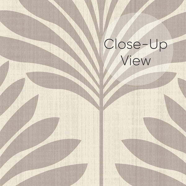 Taupe Beige Coastal Leaves Wallpaper L065