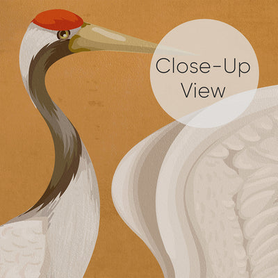 Mustard Color Japanese Cranes Wall Mural WM112