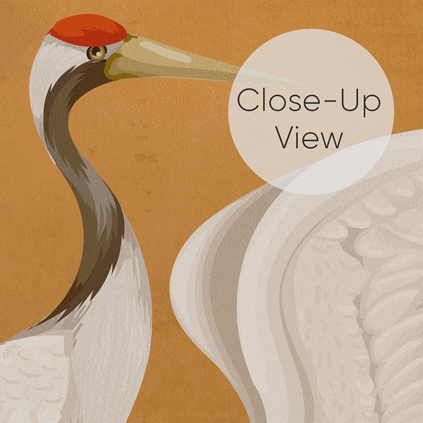Mustard Color Japanese Cranes Wall Mural WM112 - CostaCover - Peel and stick Removable Wallpaper - accent wallpaper - adhesive wallpaper - bathroom wallpaper