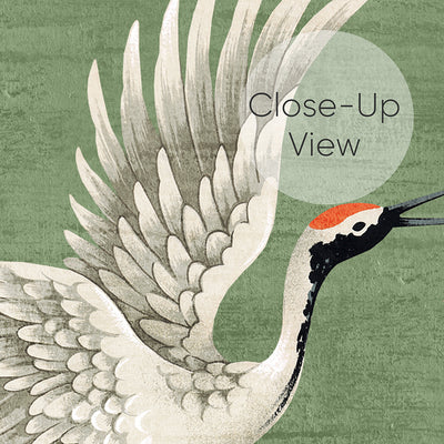 Flying Green Japanese Cranes Wall Mural WM118