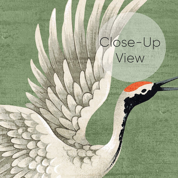 Flying Green Japanese Cranes Wall Mural WM118 - CostaCover - Peel and stick Removable Wallpaper - accent wallpaper - adhesive wallpaper - animal texture