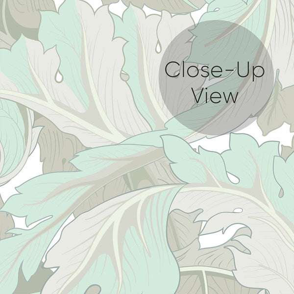 Mint & Beige Acanthus by Morris Wallpaper W125 - CostaCover - Peel and stick Removable Wallpaper - abstract floral - abstract wallpaper - accent wallpaper