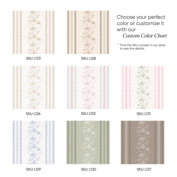 Pink Green Floral Stripe Wallpaper L131