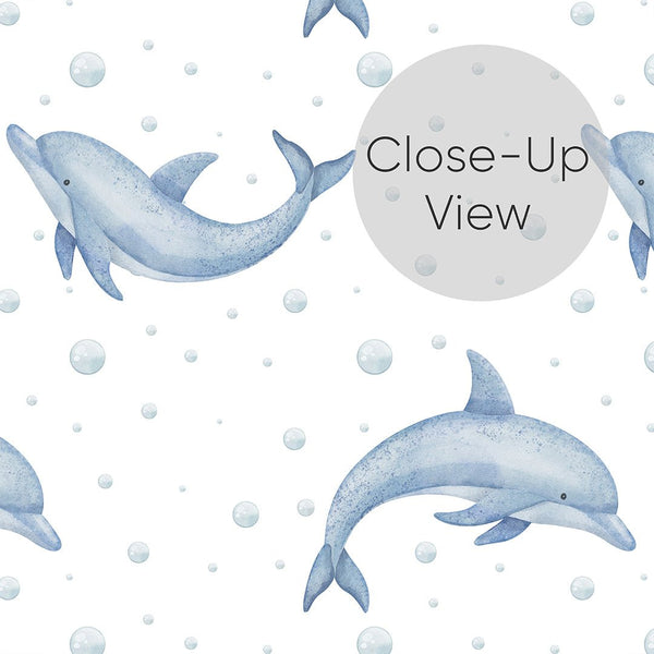 Blue Tiny Dolphins Wallpaper S086 - CostaCover - Peel and stick Removable Wallpaper - accent wallpaper - adhesive wallpaper - baby bedroom