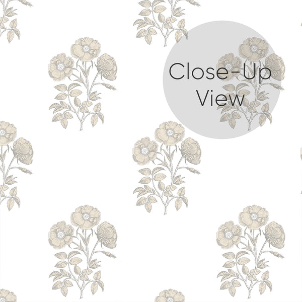Beige Vintage Floral Wallpaper CC371
