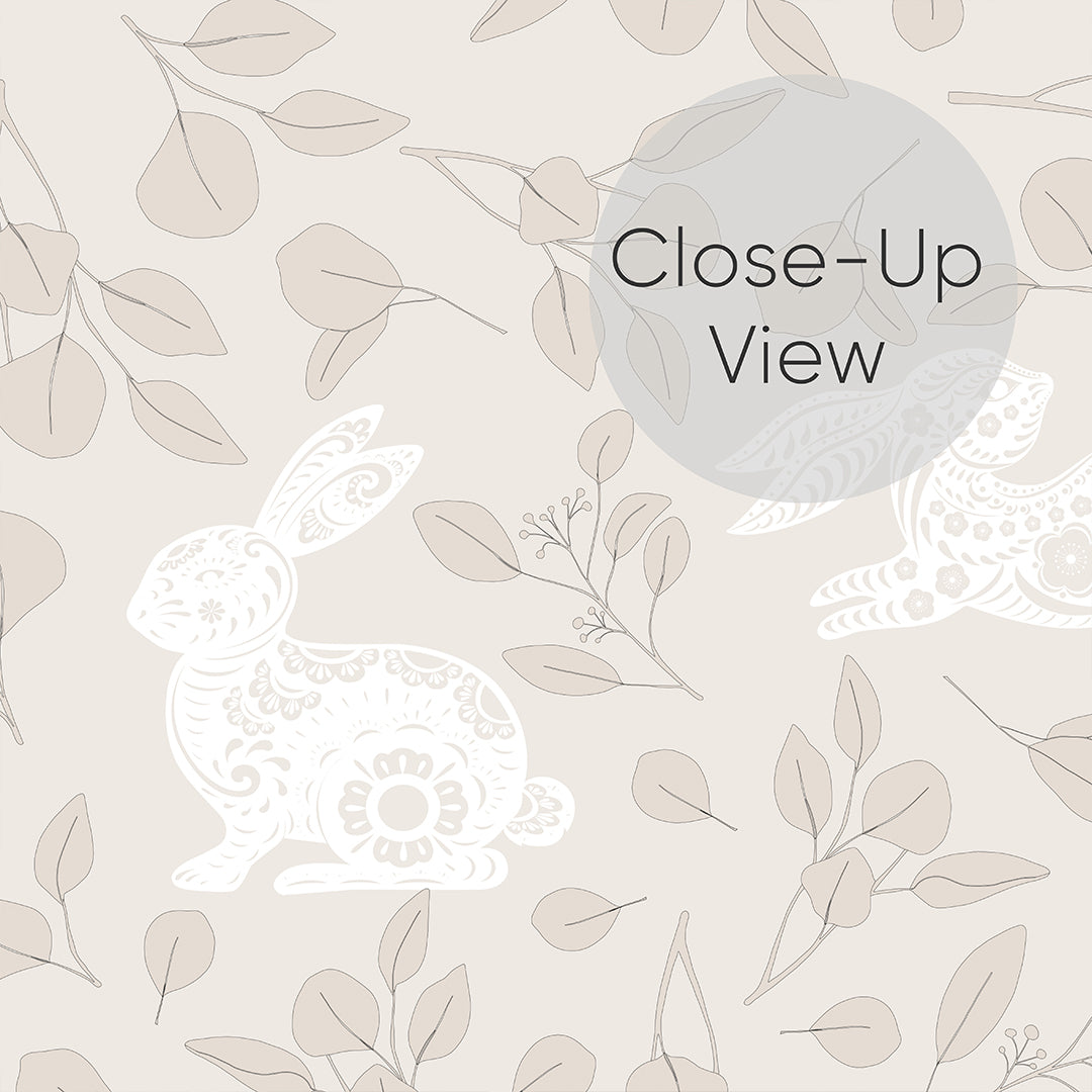 Beige Floral Bunny Wallpaper W175
