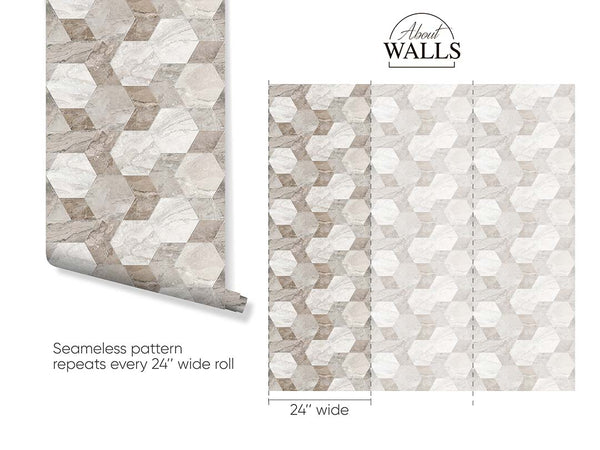 Marble Honeycomb Mosaic Wallpaper A021 - CostaCover - Peel and stick Removable Wallpaper - abstract marble - abstract wallpaper - accent wallpaper