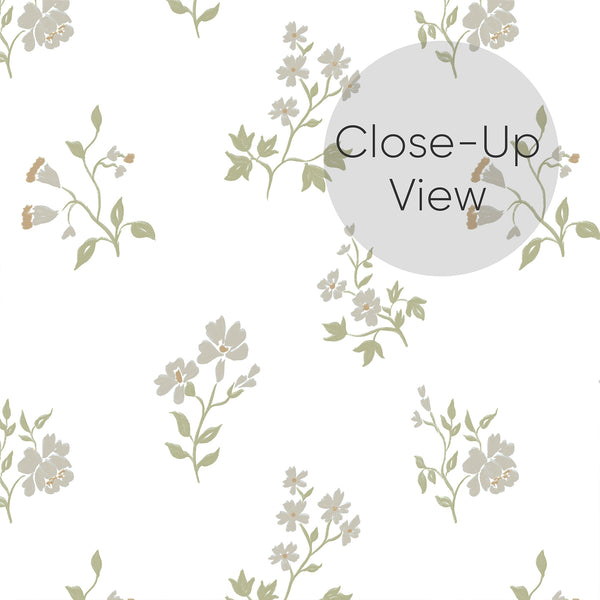 Green Farmhouse Floral Wallpaper CC368