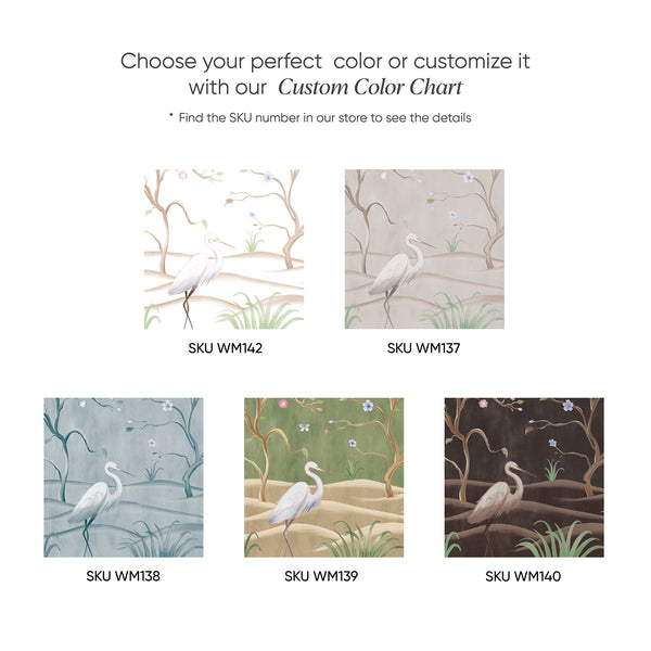 Color chart showing wallpaper patterns in various colors with SKU numbers for each available design.