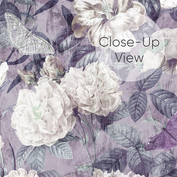 Purple Vintage Flower Garden Wall Mural SM048 - CostaCover - Peel and stick Removable Wallpaper - accent wallpaper - adhesive wallpaper - bathroom wallpaper