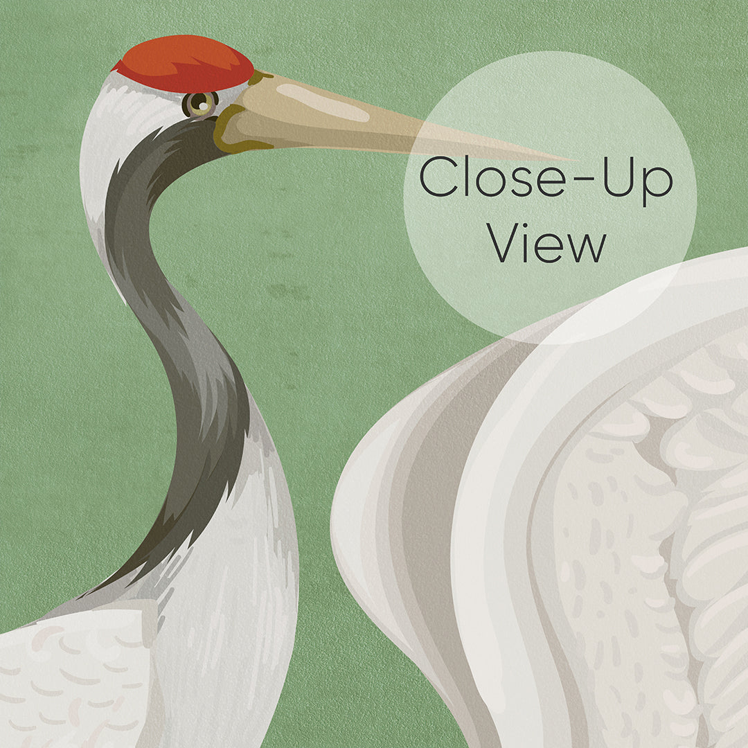 Green Japanese Cranes Wall Mural WM110