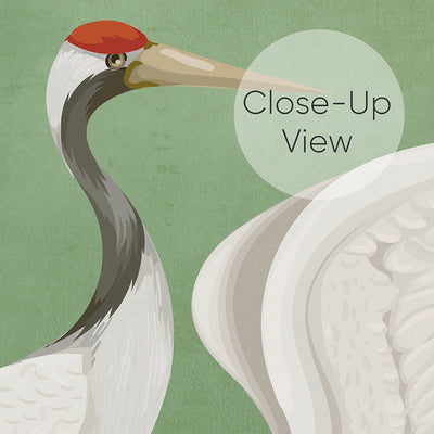 Green Japanese Cranes Wall Mural WM110