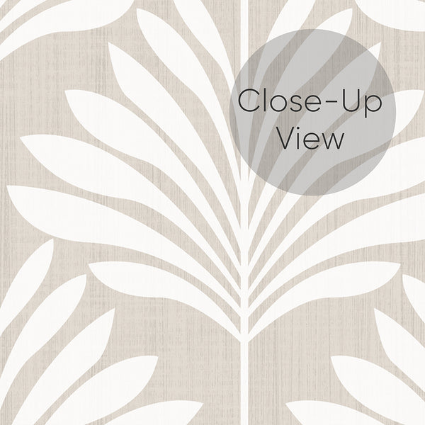 Beige Coastal Leaves Wallpaper L063