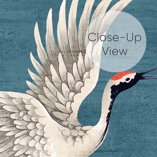 Flying Blue Japanese Cranes Wall Mural WM116 - CostaCover - Peel and stick Removable Wallpaper - accent wallpaper - adhesive wallpaper - aqua blue