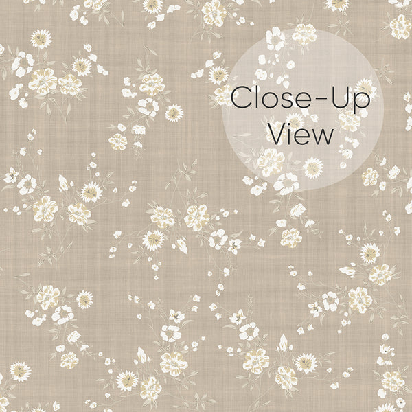 Beige Floral Wallpaper W178