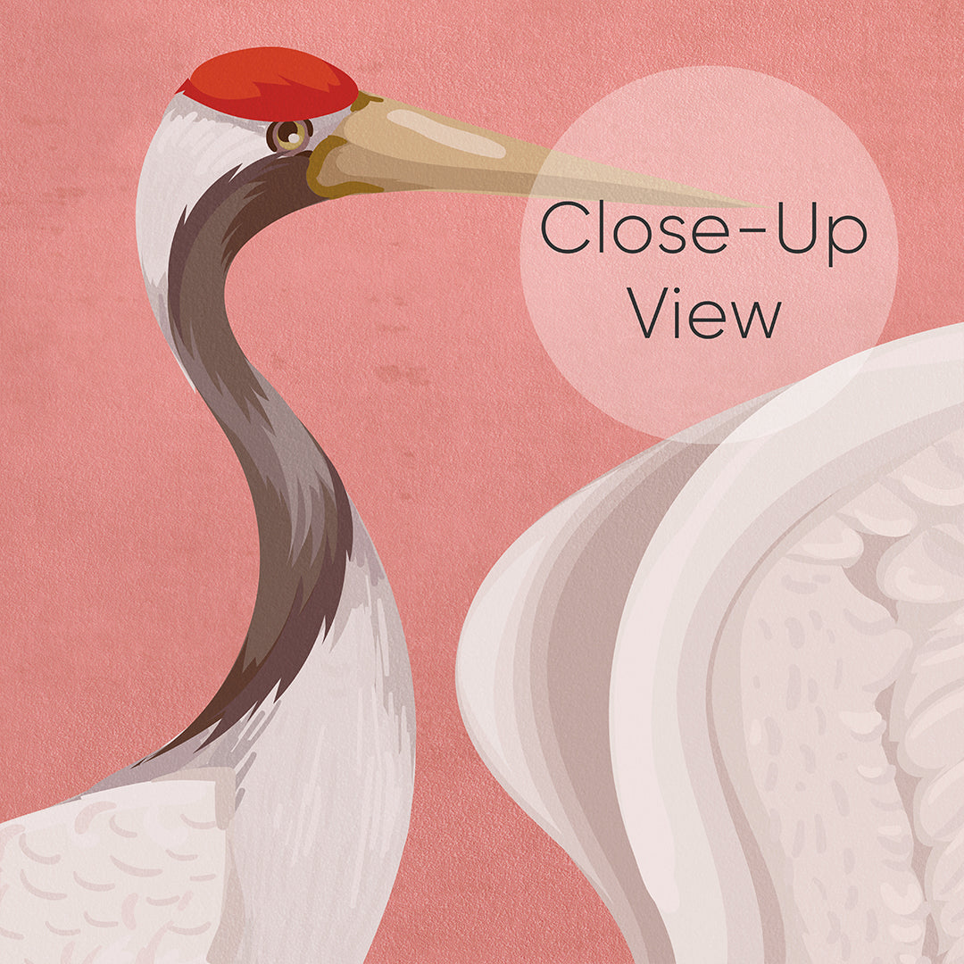 Pink Japanese Cranes Wall Mural WM108