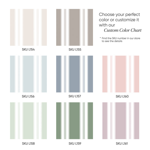 Color chart showing wallpaper patterns in various colors with SKU numbers for each available design.
