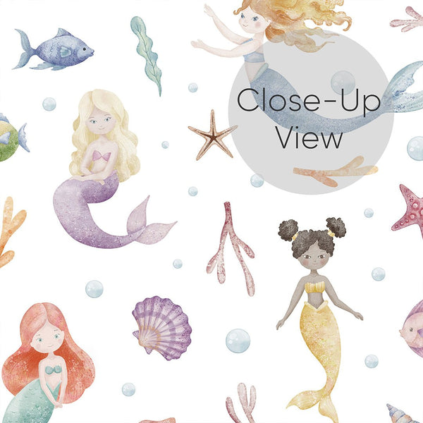 Cute Tiny Mermaids Wallpaper S091 - CostaCover - Peel and stick Removable Wallpaper - accent wallpaper - adhesive wallpaper - baby bedroom