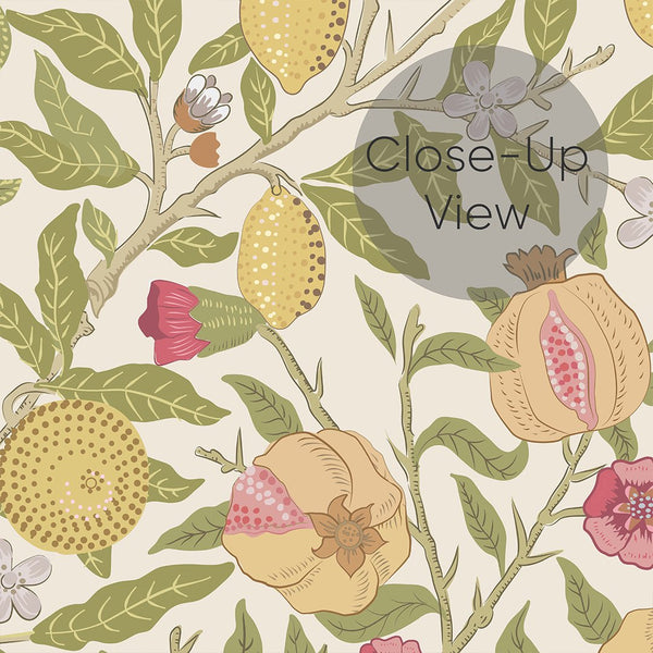 Light Fruit or Pomegranate by Morris Wallpaper W140 - CostaCover - Peel and stick Removable Wallpaper - accent wallpaper - adhesive wallpaper - bathroom wallpaper