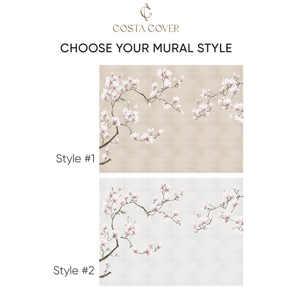 Blossom Sakura Grasscloth Wall Mural CG010 - CostaCover - Traditional Wallpaper - abstract wallpaper - bedroom wallpaper - beige wallpaper