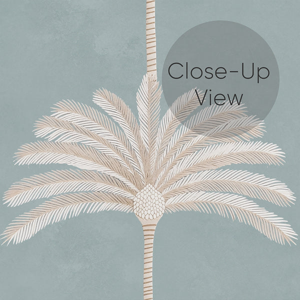 Soft Teal Palms Wallpaper A126