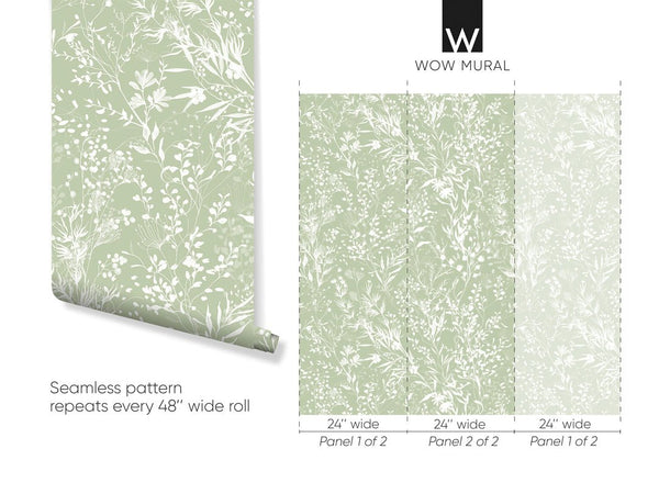 Beige & White Floral Wallpaper W050 - CostaCover - Peel and stick Removable Wallpaper - abstract floral - accent wallpaper - adhesive wallpaper