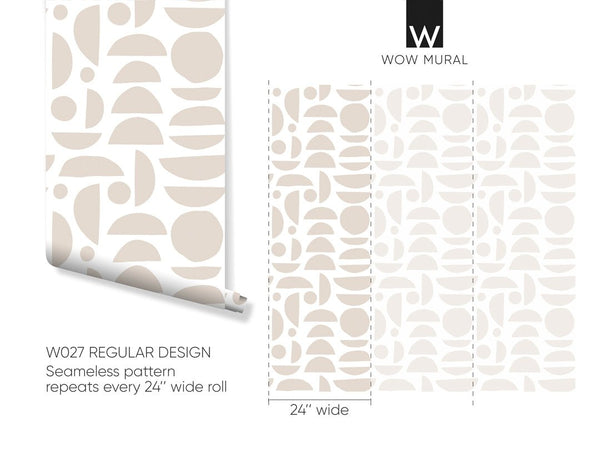 Beige & White Boho Stones Wallpaper W027 - CostaCover - Peel and stick Removable Wallpaper - Abstract - abstract lines - abstract wall art