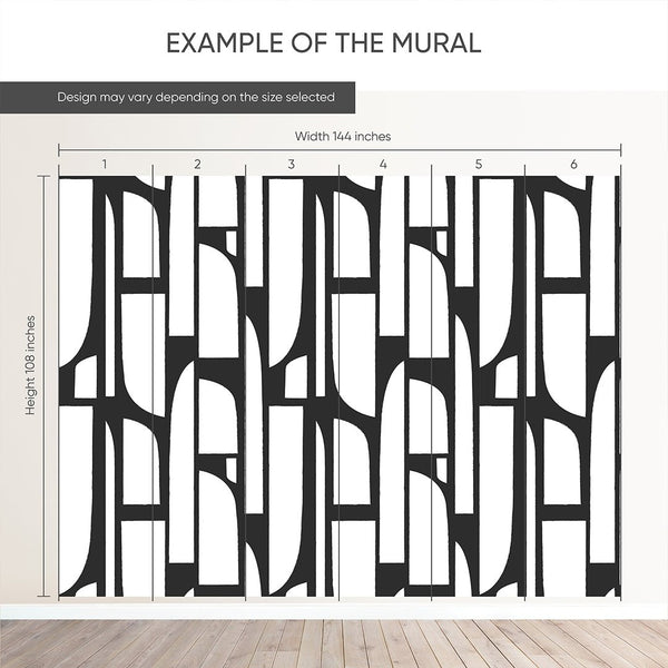 Black & White Geometric Shapes Wall Mural CCM160 - CostaCover - Peel and stick Removable Wallpaper - Abstract - abstract mural - abstract wall art