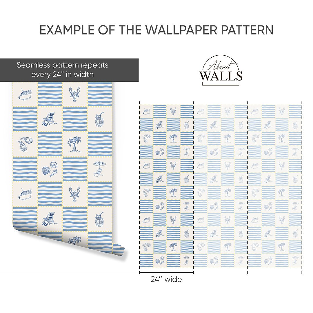Blue Tropical Beach Wallpaper A085 - CostaCover-Peel and stick Removable Wallpaper-abstract wall art-abstract wallpaper