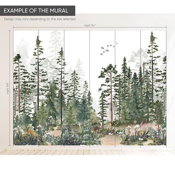 Watercolor Woodland Wall Mural WM026 - CostaCover - Peel and stick Removable Wallpaper - adhesive wallpaper - baby bedroom - bathroom wallpaper