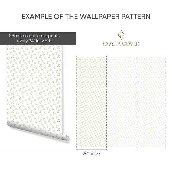 Green Farmhouse Floral Wallpaper CC368