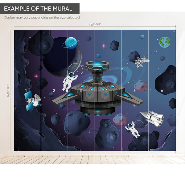 Star Ship & Dark Space Wall Mural WM062 - CostaCover - Peel and stick Removable Wallpaper - abstract wall art - abstract wallpaper - accent wallpaper