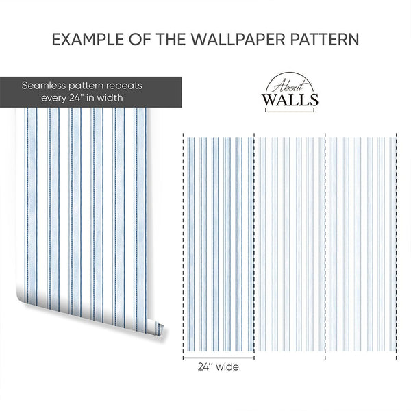 Blue Vertical Stripes Wallpaper A039 - CostaCover-Peel and stick Removable Wallpaper-Abstract-abstract wall art-abstract wallpaper