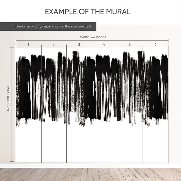 Black White Brushstroke Wall Mural AM189