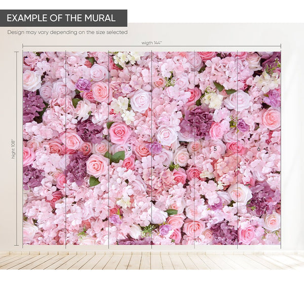 Roses and Hydrangea Bouquet Wall Mural CCM164 - CostaCover - Peel and stick Removable Wallpaper - abstract wallpaper - accent wallpaper - adhesive wallpaper