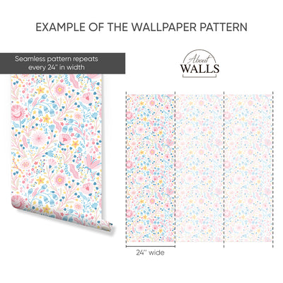 Pink Delicate Floral Wallpaper A057