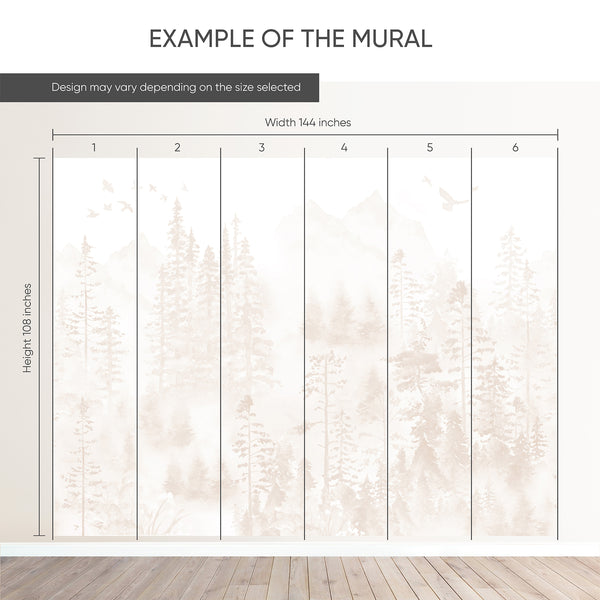 Beige Misty Forest Wall Mural AM187