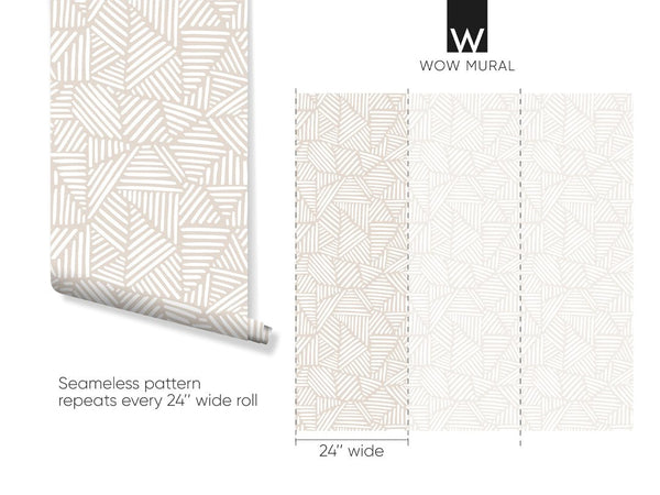 Neutral Boho Triangles Wallpaper W033 - CostaCover - Peel and stick Removable Wallpaper - Abstract - abstract lines - abstract wall art