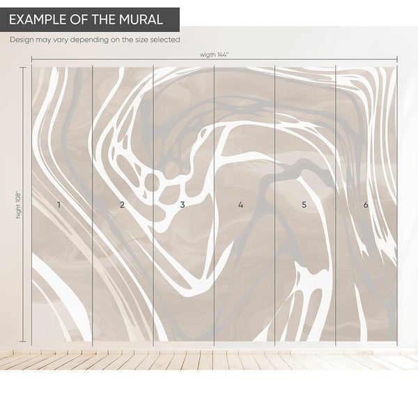 Beige & White Water Ripples Wall Mural AM011 - CostaCover - Peel and stick Removable Wallpaper - about walls - Abstract - abstract arches